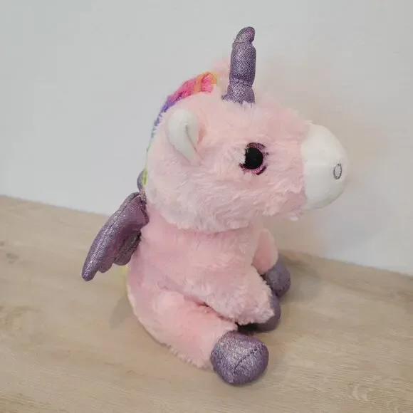 Anico Intl Unicorn Plush Stuffed Animal Pink Purple Glitter Hooves Eyes 10" - Picture 7 of 12